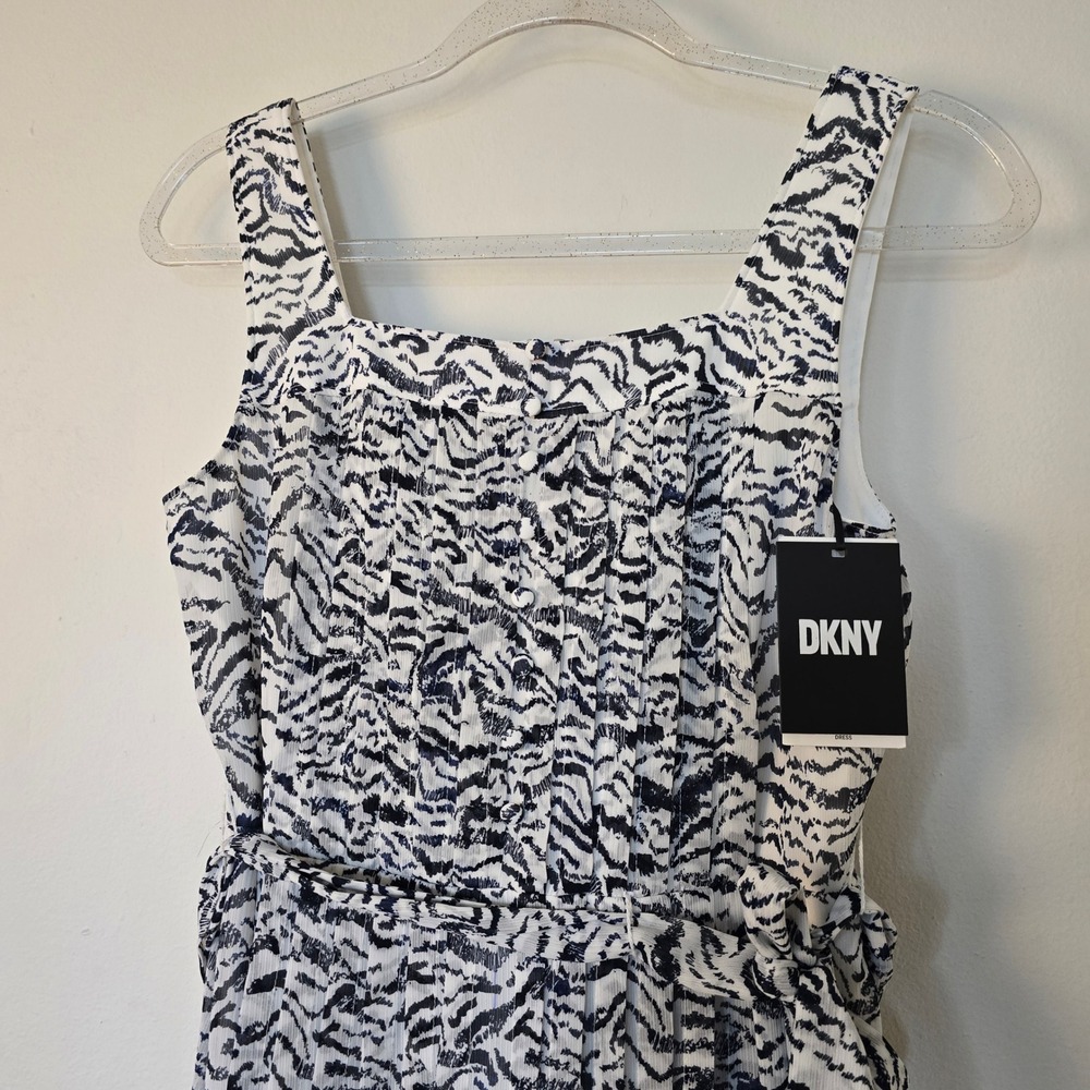 DKNY Dress Animal Print Sundress NWT Womens 2 White Black - Picture 2 of 10